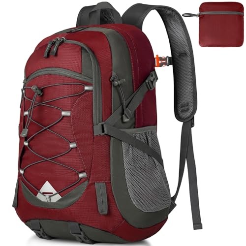 IGOLUMON 40L Lightweight Foldable Hiking Backpack, Red