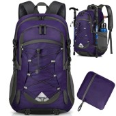 IGOLUMON 40L Lightweight Foldable Hiking Backpack, Purple