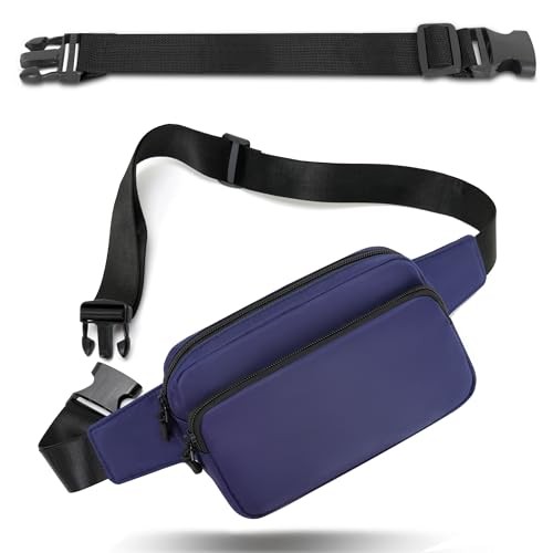 IHIGOGOFA Bumbag Waist Fanny Pack with 30cm Extended Belt, Dark Blue
