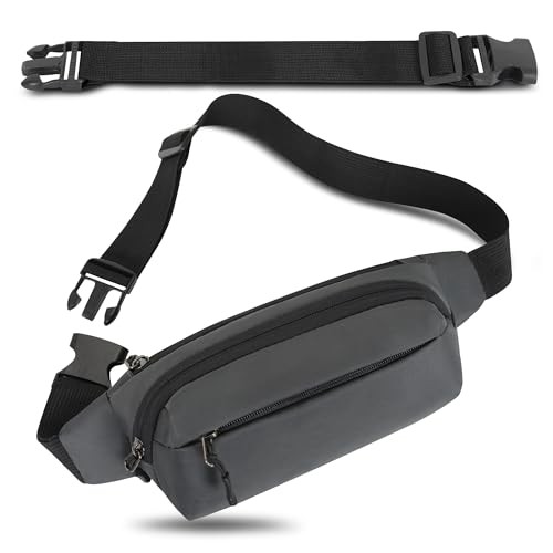 IHIGOGOFA Grey Waist Bum Bag with 30cm Extended Belt