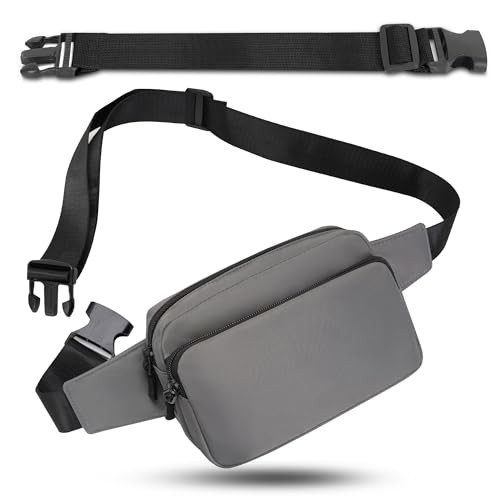 IHIGOGOFA Grey Bumbag Waist Fanny Pack with Extended Belt