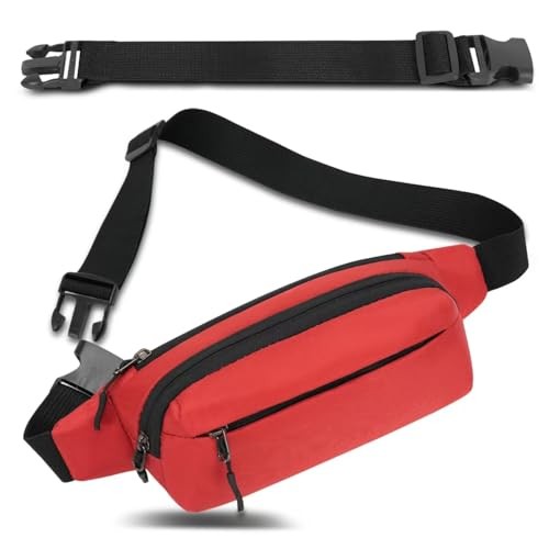 IHIGOGOFA Waist Fanny Pack Bum Bag with 30cm Extended Belt, Red