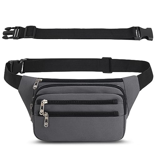 IHIGOGOFA Waist Fanny Pack with 6 Zipper Pockets and Extended Belt