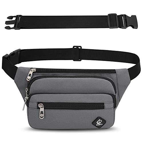 IHIGOGOFA Grey Bumbag Waist Fanny Pack with Extended Belt