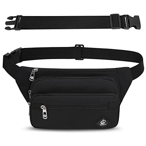 IHIGOGOFA Black Bumbag Waist Fanny Pack with Extended Belt