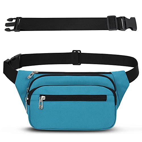 IHIGOGOFA Teal Blue Bumbag Waist Fanny Pack with Extended Belt