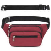 IHIGOGOFA Wine Red Bumbag Waist Fanny Pack with Extended Belt