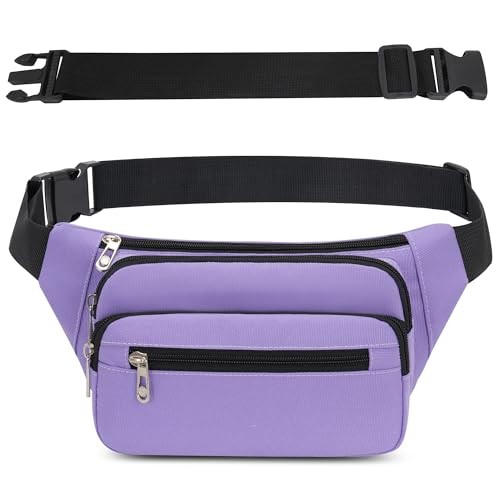 IHIGOGOFA Light Purple Bumbag Waist Fanny Pack with Extended Belt