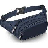 JAUSFETS Blue Bumbag Waist Pack, 3 Pockets, Waterproof Running Belt
