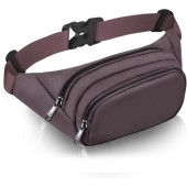JAUSFETS Brown Large Capacity Waist Pack, 3 Pockets, Waterproof Running Belt