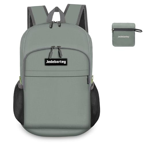 Jedebartey 22L Ultra-Light Foldable Hiking Daypack, Grey Green