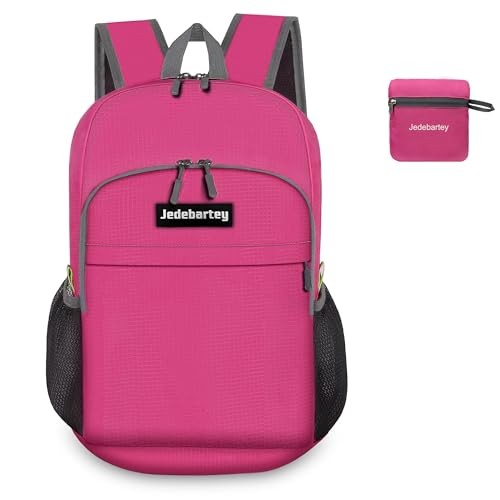 Jedebartey 22L Ultra-Light Foldable Hiking Daypack, Rose Red