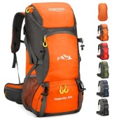 jianyana 50L Waterproof Foldable Hiking Backpack with Rain Cover, Orange