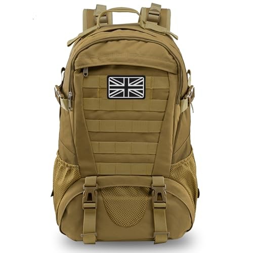 Jueachy 30L Military Tactical Backpack, Khaki, Molle Rucksack