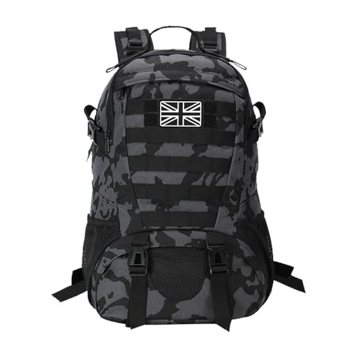 Jueachy 30L Military Tactical Backpack, Black Camouflage