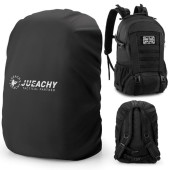 Jueachy Military Tactical Backpack, 30L, with Waterproof Backpack Cover, Black Camouflage Rucksack