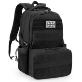 Jueachy 40L Military Tactical Backpack, Black with UK Flag
