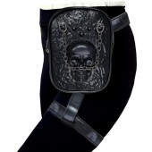 Larswon Faux Leather Thigh Bag with Leg Strap, Punk Black, S