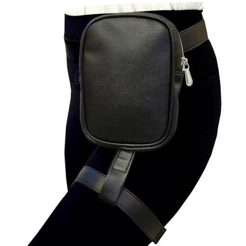 Larswon Black PU Leather Leg Harness Thigh Bag, Size S