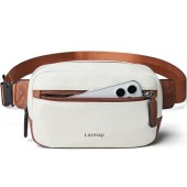 LATMAP 2L Bumbag Belt Bag, Faux Leather, Beige