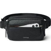 LATMAP 2L Black Faux Leather Bumbag Waist Bag