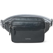 LATMAP 3L Vegan Leather Fanny Pack Crossbody Belt Bag, Black
