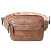 LATMAP 3L Vegan Leather Fanny Pack Crossbody Bag, Brown