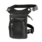 Le'aokuu G1011 B Black genuine leather hip and thigh bag