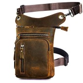 Le'aokuu G1011 A Brown genuine leather hip and thigh bag