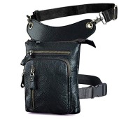 Le'aokuu G1011 Black genuine leather hip and leg bag