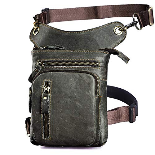 Le'aokuu genuine leather hip and drop-leg bag, G1011 Grey
