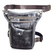 Le'aokuu Genuine Leather Waist and Drop Leg Bag, 211-5 X New Black