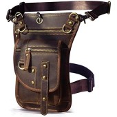 Le'aokuu Genuine Leather Messenger Travel Hip, Bum, Belt and Drop Leg Thigh Bag 2141, 2141 A-brown