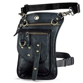 Le'aokuu genuine leather messenger and waist pack, 2141 Black
