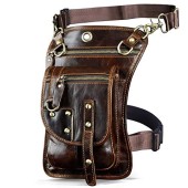 Le'aokuu Genuine Leather Messenger Waist and Thigh Bag, 2141 Coffee