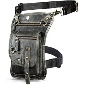 Le'aokuu genuine leather messenger waist, hip and thigh bag, 2141 Grey