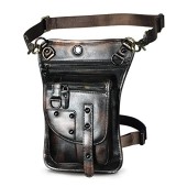 Le'aokuu genuine leather drop leg messenger bag, 2141 Black Coffee