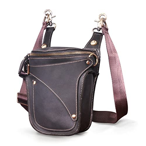 Le'aokuu genuine leather waist pack, 9326 C Dark Black
