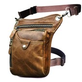Le'aokuu genuine leather motorcycle waist and leg bag, 211-5 Light Brown 3
