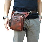 Le'aokuu genuine leather motorcycle waist, leg and shoulder bag 211-5, Wine
