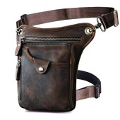 Le'aokuu Genuine Leather Motorcycle Waist, Leg and Hip Bag, 211-5 0 Dark Brown