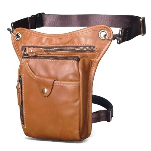 Le'aokuu Genuine Leather Motorcycle Waist, Leg and Thigh Bag - 211-5 A4 Brown