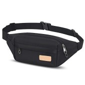 YINGLANG Lightweight Water-Resistant Bumbag with Multiple Pockets, Black