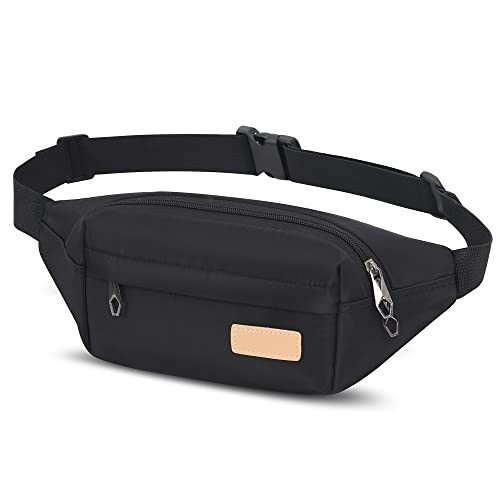 YINGLANG Lightweight Water-Resistant Bumbag with Multiple Pockets, Black