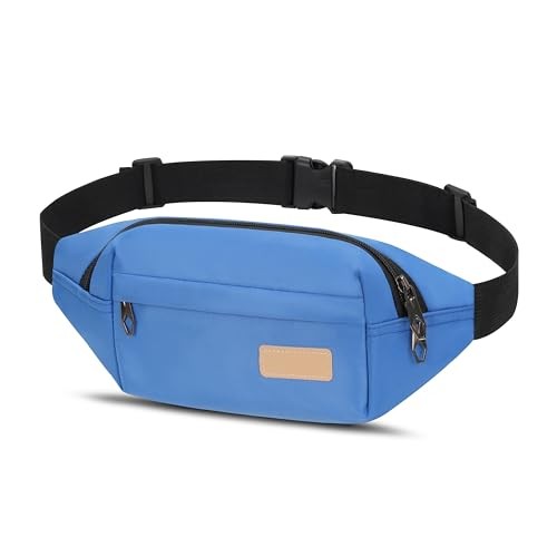YINGLANG Lightweight Blue Bumbag Waist Fanny Pack, Water Resistant, Multiple Pockets