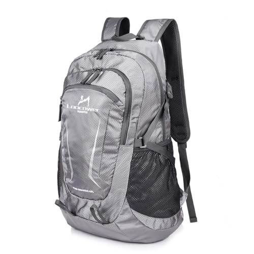 Loocower 45L Foldable Hiking Daypack, Water Resistant, Grey