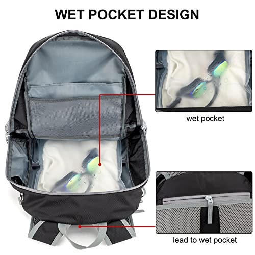 Lumesner 40L Packable Lightweight Hiking Travel Backpack with Removable Belt Bag-4