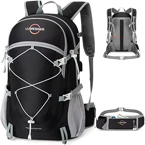 Lumesner 40L Packable Lightweight Hiking Travel Backpack with Removable Belt Bag