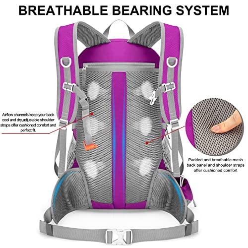 Lumesner 40L Packable Lightweight Hiking Travel Backpack with Removable Belt Bag-2