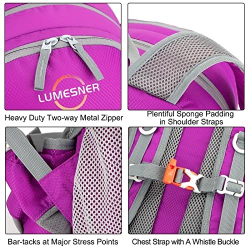 Lumesner 40L Packable Lightweight Hiking Travel Backpack with Removable Belt Bag-6